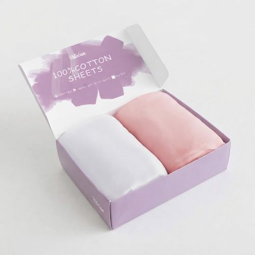 Biloban Bassinet Sheets, White and Pink